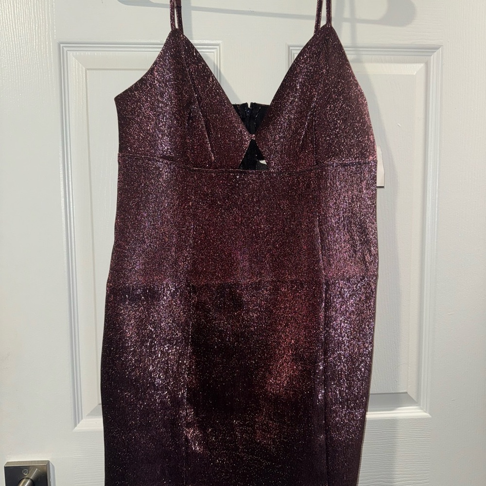 Shimmering Burgundy Spaghetti Strap Dress